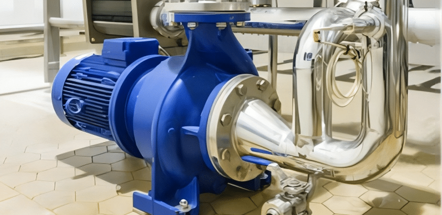 Centrifugal pumps and motor pipe racks in power plant demineralized water