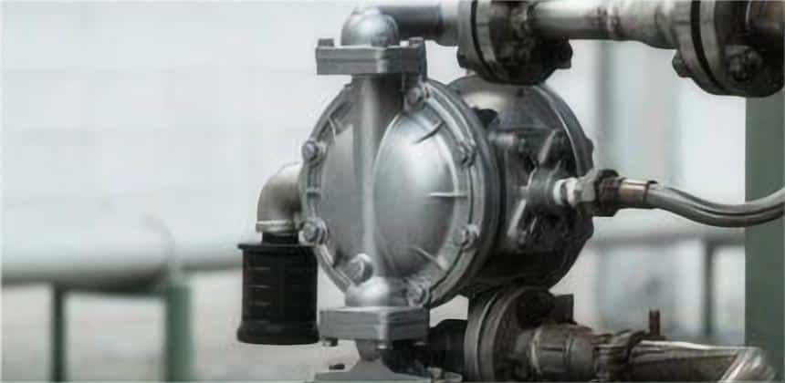 Blurred background petrochemical plant diaphragm pump with rubber diaphragm