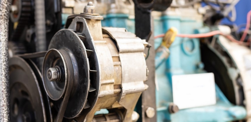 A Close-Up of the Belt and Pulley Mechanism in a Pneumatic Pump Application"