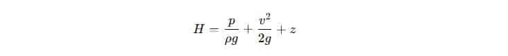 Calculation formula for pump head