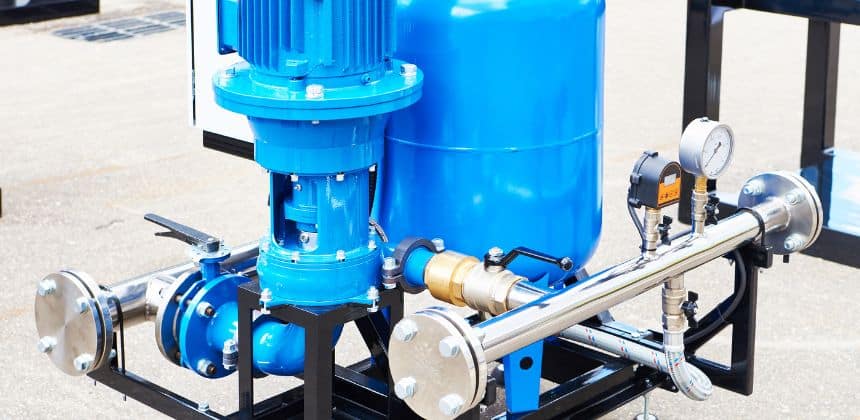 Industrial Centrifugal Pump System with Pressure Gauge and Flow Components